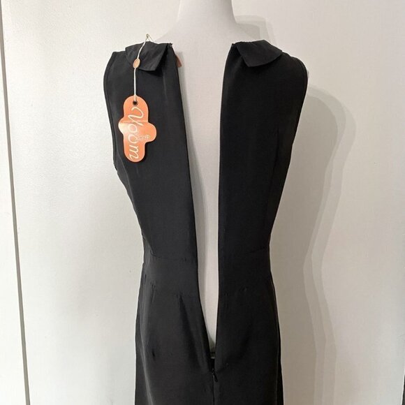 NWT VOOM BY JOY HAN BLACK SILK BOW RETRO PIN UP SHEATH MIDI DRESS - M - Picture 6 of 10